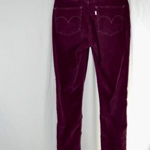 High Rise Skinny Burgundy Corduroys